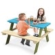 preview thumbnail 1 of 8, Costway Kids Wooden Picnic Table Set Solid Dining Table with Built-in - See Details Blue+Green+Beige - See Details