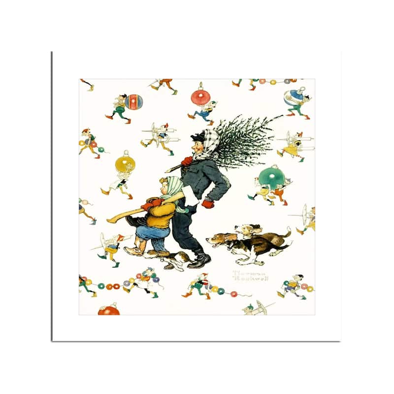 Bringing Home the Tree #2 Fine Art by Norman Rockwell - Multi