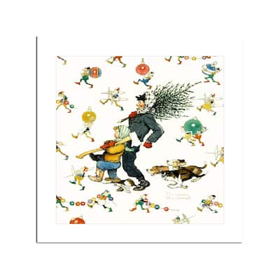 Bringing Home the Tree #2 Fine Art by Norman Rockwell - Multi