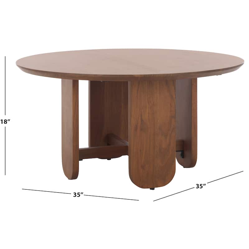 SAFAVIEH Couture Raybelina Round Wood Coffee Table - 35"W x 35"D x 18"H