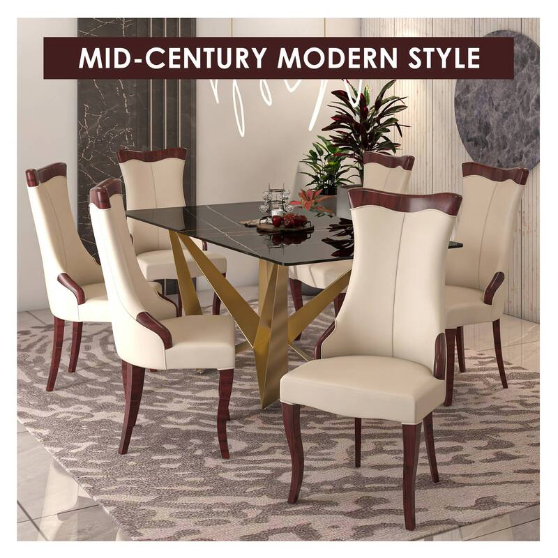 Novara Dining Chair with High-Back Design and Rubberwood Legs Set of 4
