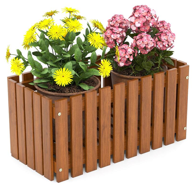 Costway 1/2 PCS Solid wood patio furniture outdoor slat style flower