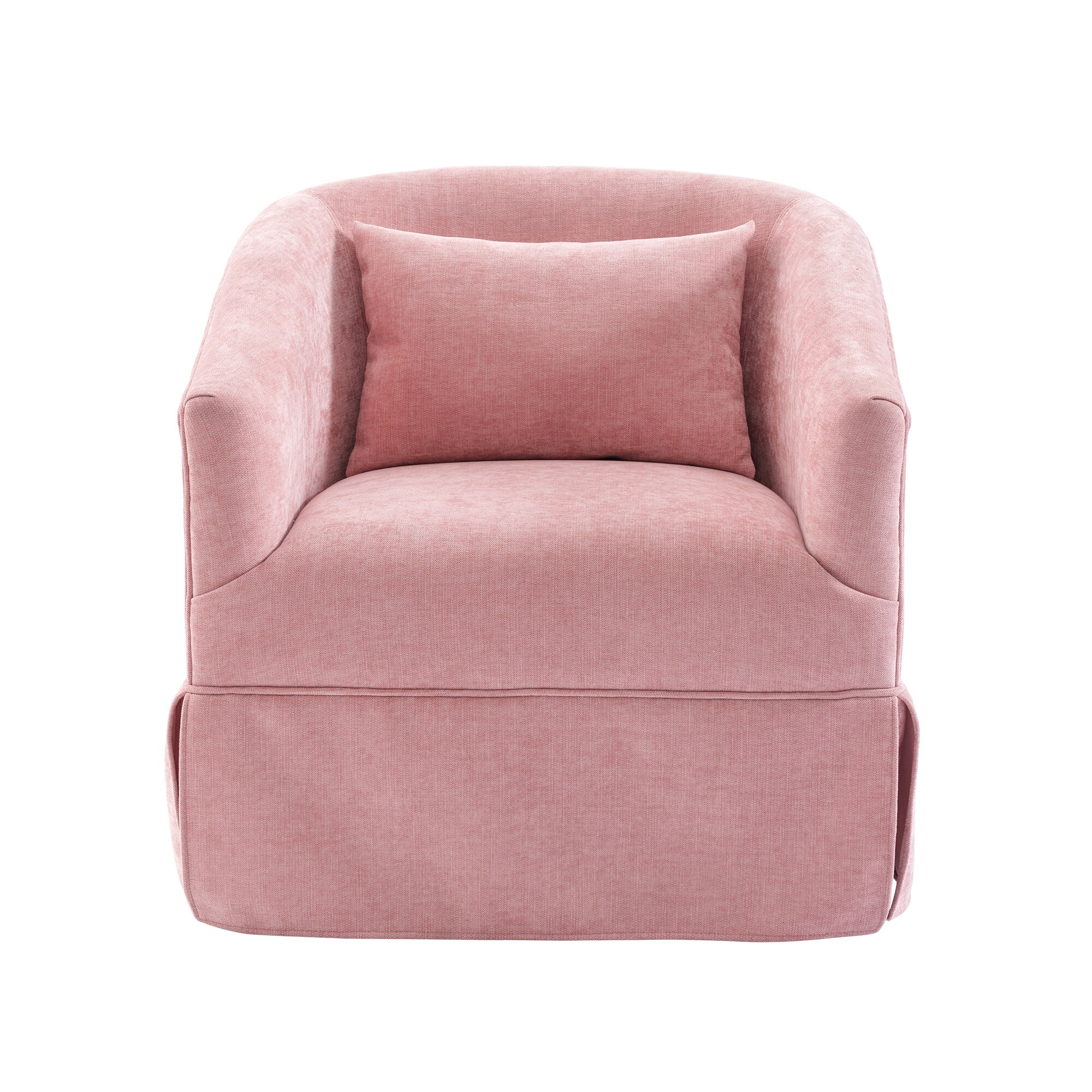 Pink Round Sofa Chair, Lounge Reading Armchair with Skirt Linen