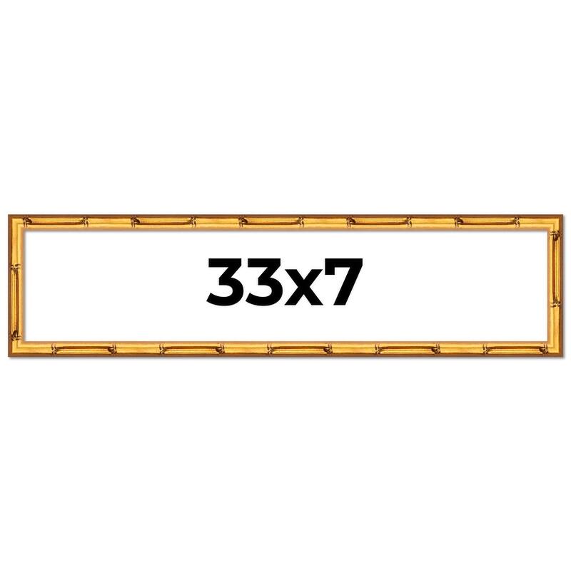 33x7 Frame Gold Bamboo Picture Frame Modern Photo Frame Includes UV Acrylic Shatter Guard Front Acid Free Foam Backing Board