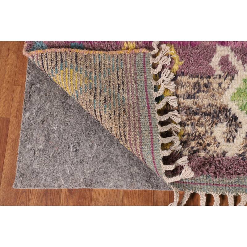 Purple Moroccan Oriental Area Rug Handmade Wool Carpet - 6'0" x 9'9"