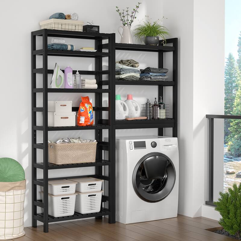 Free Standing Bamboo Bookshelf Organizer,Thick Bookcase Storage Shelving,Rust Resistance,Easy Assemble