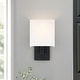 preview thumbnail 2 of 13, Black Wall Sconce Light With White Fabric Shade