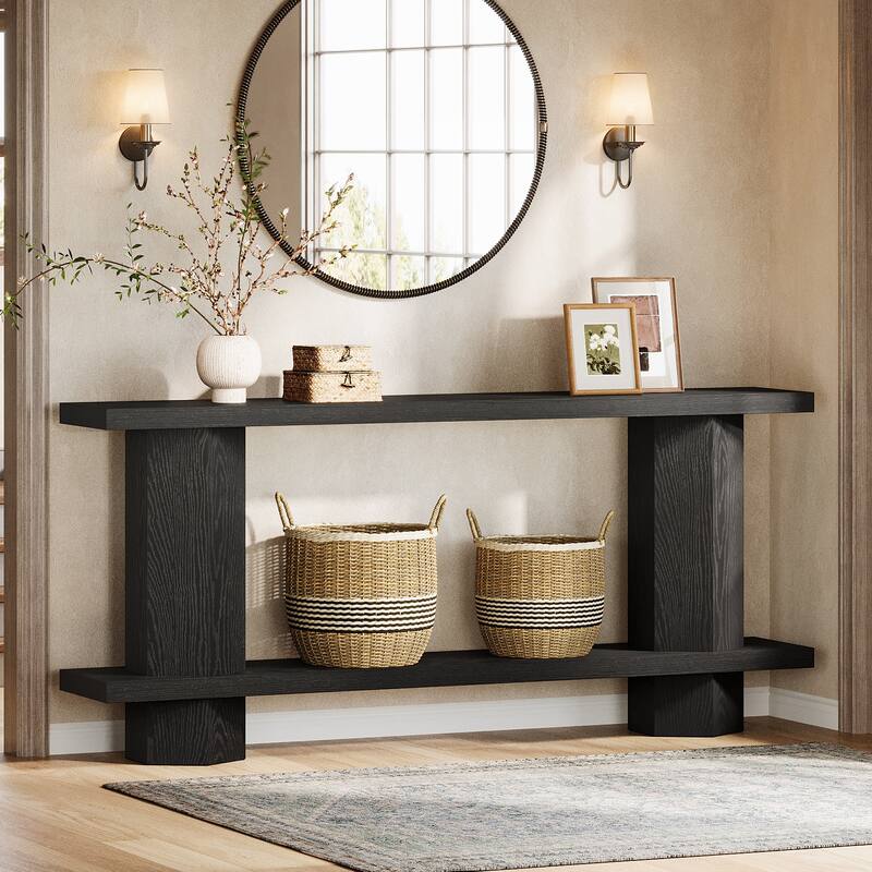 71'' Long Console Table for Entryway, Wood Sofa Table Behind Couch