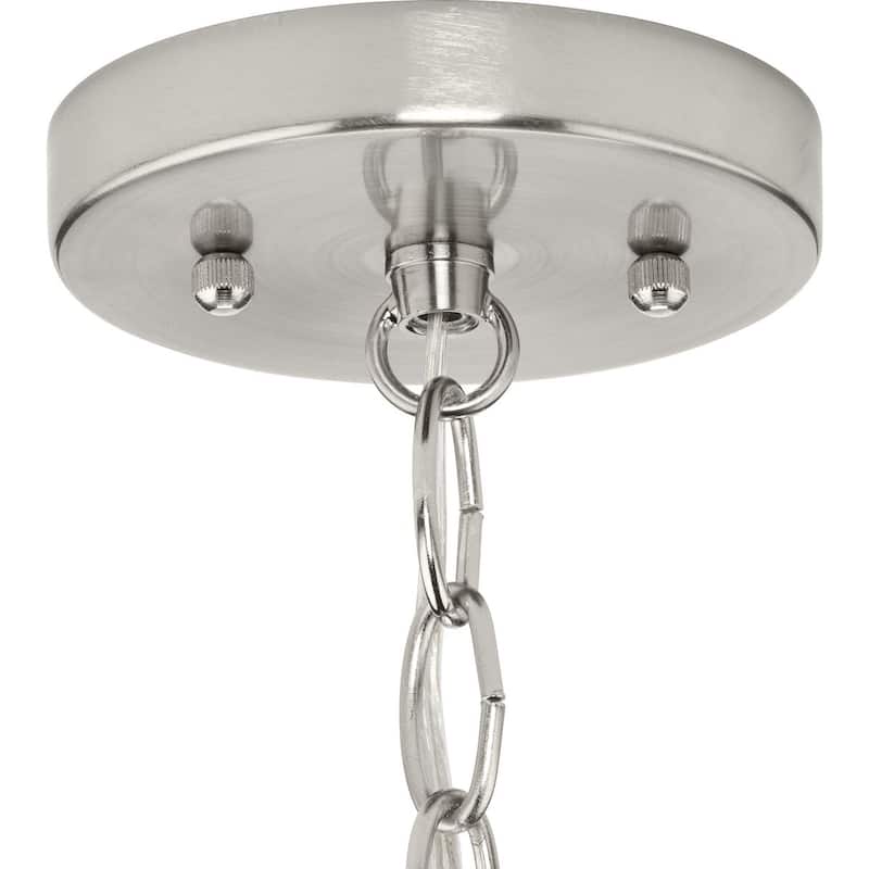 Hinton Collection One-Light Brushed Nickel Modern Farmhouse Pendant - 16 in x 16 in x 14 in
