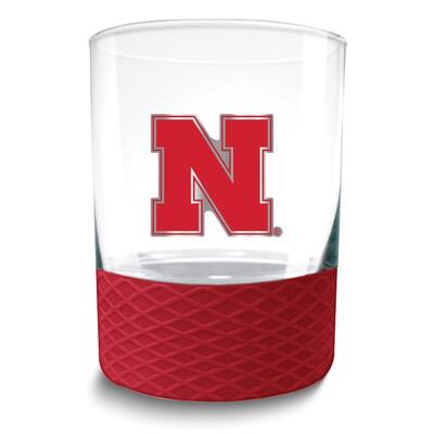 Collegiate University of Nebraska Commissioner 14 Oz. Rocks Glass with Silicone Base