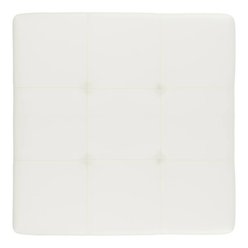 SAFAVIEH Perri Square White Leather Ottoman
