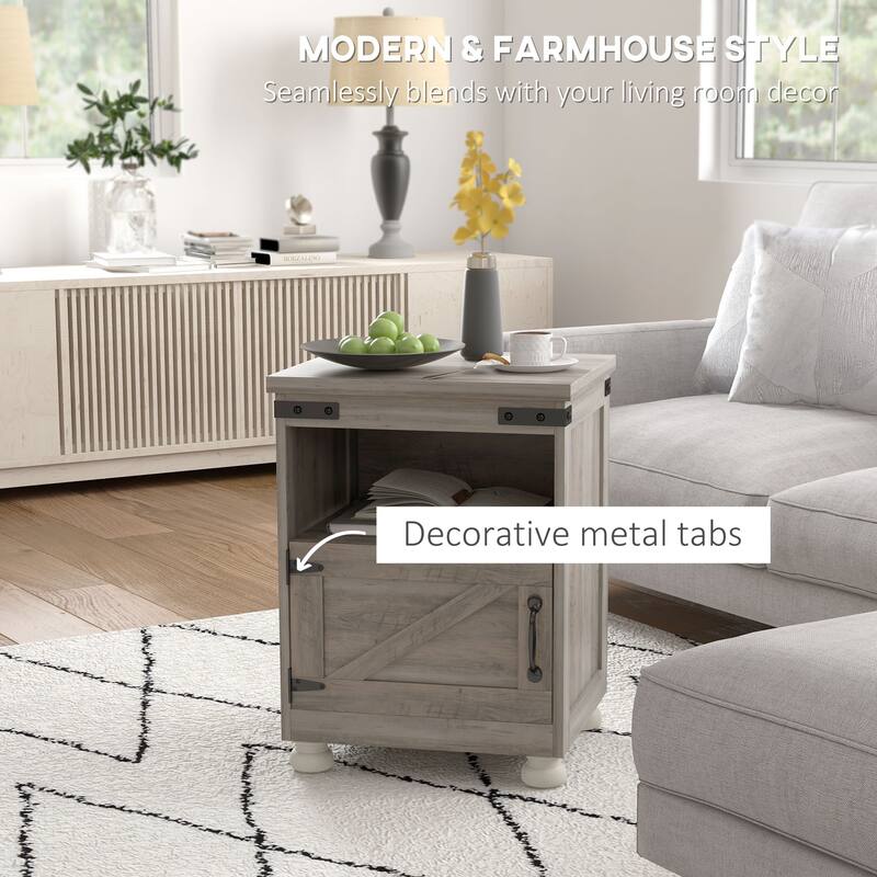 Small Side Table Sofa Table with Storage - Gray