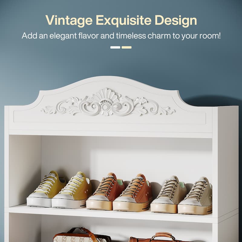 5-Tier White Shoe Rack, Freestanding Shoe Storage Cabinet for 20-25 Pairs for Entryway, Closet