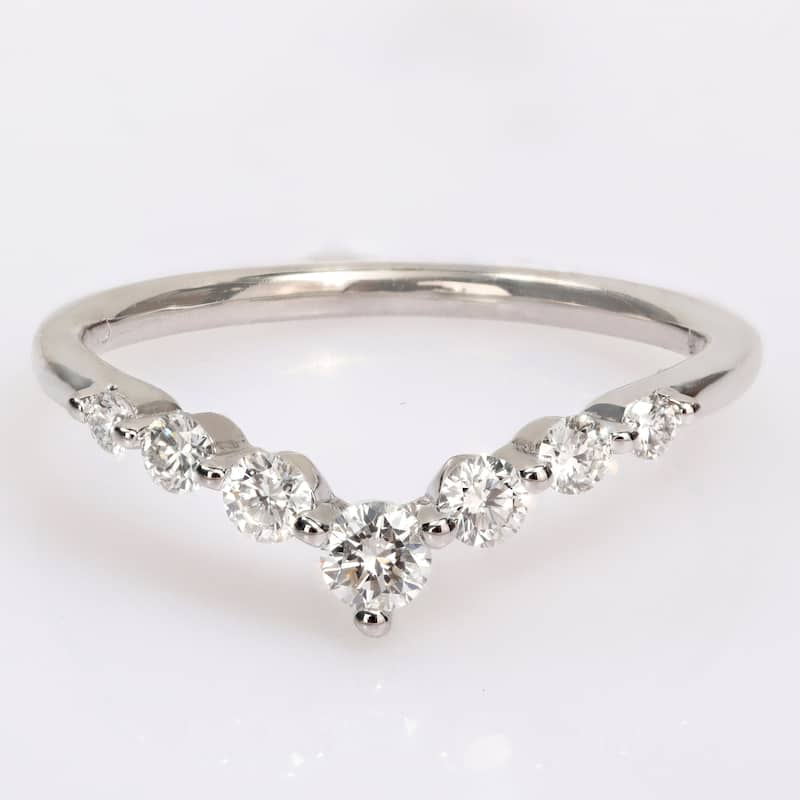 3/8ct TW Lab Created Diamond Semi-Eternity Ring in Platinum Plated Sterling Silver