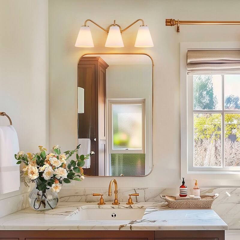 3-Light Bathroom Vanity Light with Frosted Glass