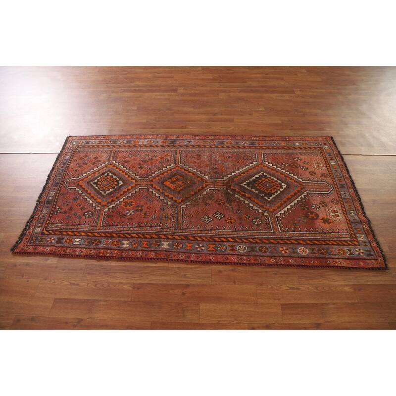 Pre-1900 Antique Qashqai Persian Rug Handmade Wool Carpet - 3'1"x 6'0"