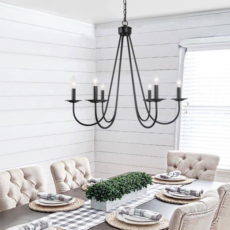 Zarbel Modern Farmhouse Black 6-light Large Candle Chandelier for Dining/ Living Room