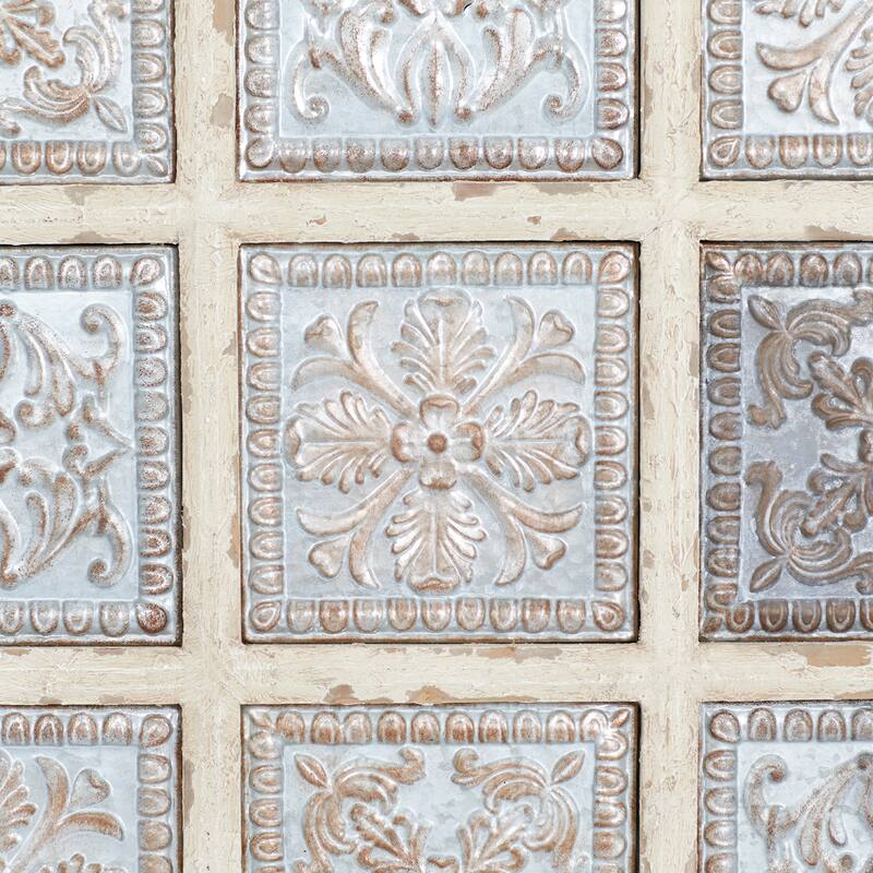 White Metal Scroll Home Wall Decor with Embossed Details