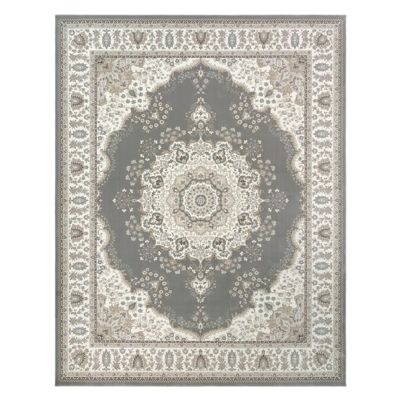 Gertmenian Majestic Brody Grey Traditional Boarder Medallion Area Rug