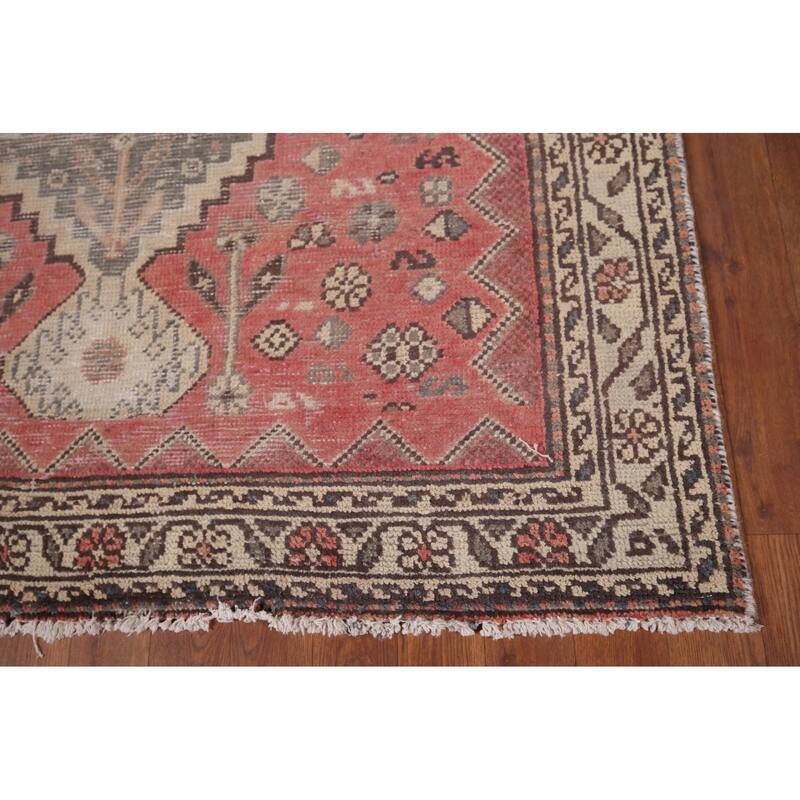 Distressed Tribal Bakhtiari Antique Persian Rug Handmade Wool Carpet - 4'3" x 6'6"