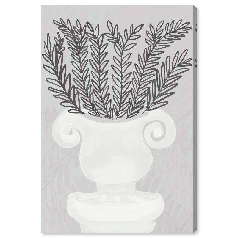 Wynwood Studio Canvas Floral and Botanical Classy Antique Vase White and Light Gray Modern & Contemporary Wall Art Canvas Print