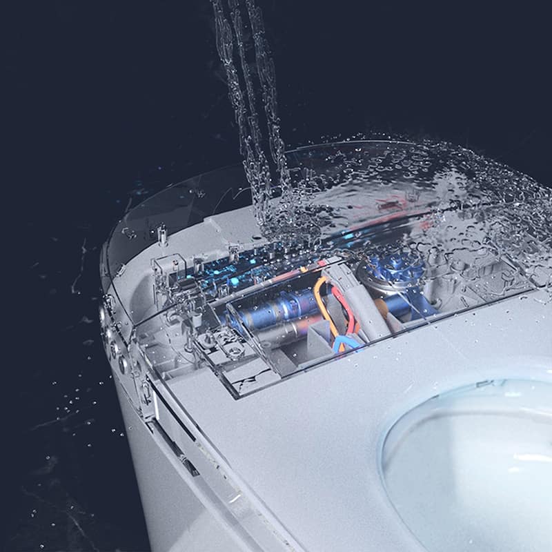 Smart Toilet Bidet Combo,Self-Cleaning Nozzle,Dual Flush 1/1.28 GPF,Tank less,Foot sensor Flush,Knob,Power Outage Flushing