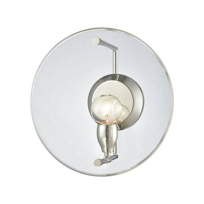 Unique Polished Nickel Round Acrylic With Glass Globe Wall Sconce In
