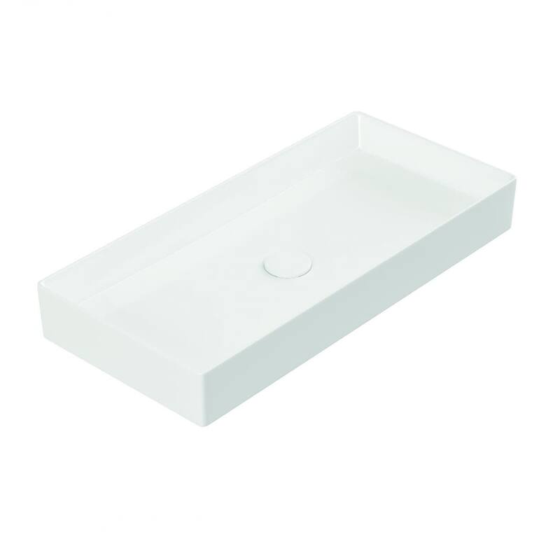 WS Bath Collections Energy 29-11/16" Rectangle Ceramic Vessel Bathroom - Gloss White