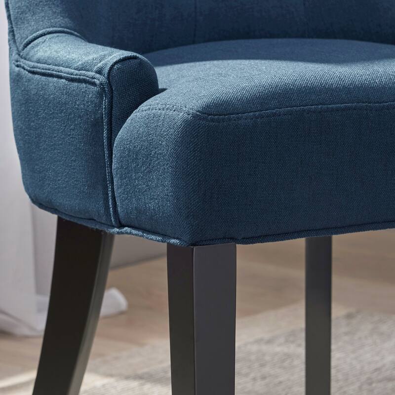 Roomfitters Tufted Upholstered Dining Chairs with Sloped Back and Black Wooden Legs, Set of 2