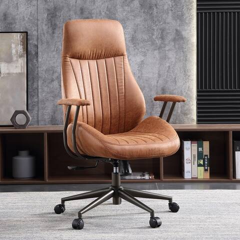 OVIOS Suede Fabric Ergonomic Office Chair High Back Lumbar Support
