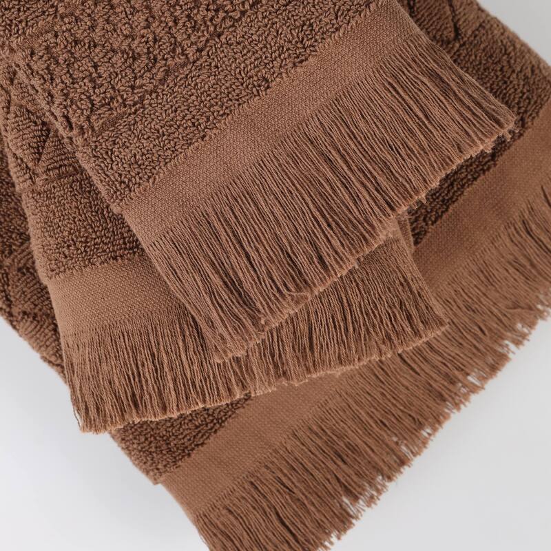 Superior Rolla Cotton Geometric Jacquard Plush Soft Bath Towel Set of 3