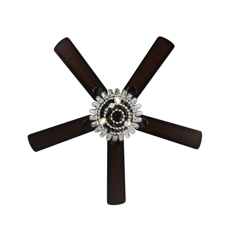 Bella Depot 52" Modern Crystal Ceiling Fan with Remote and Light Kit ,3-speed Reversible Blades