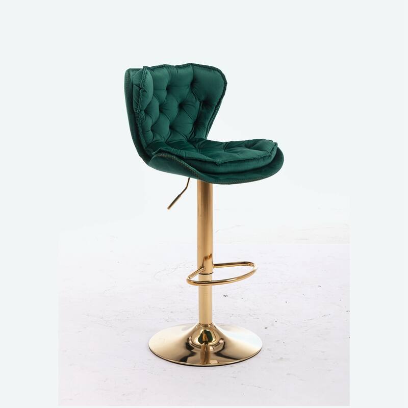 Set of 2 Bar Stools With Golden Base