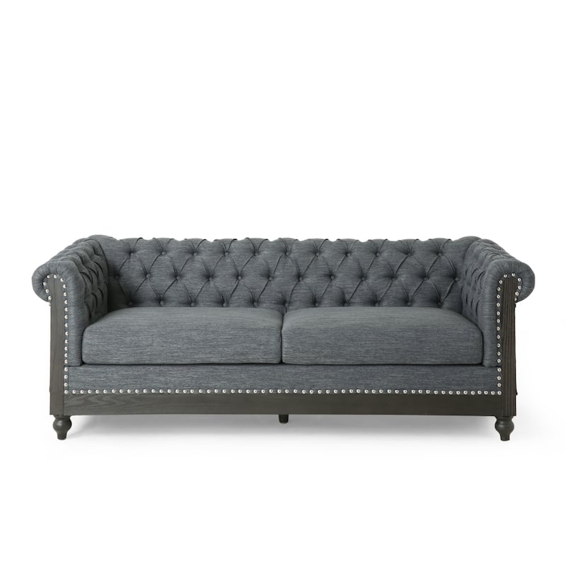 Castalia Nailhead Trim Chesterfield Sofa by Christopher Knight Home - 78.75" L x 33.50" W x 28.00" H