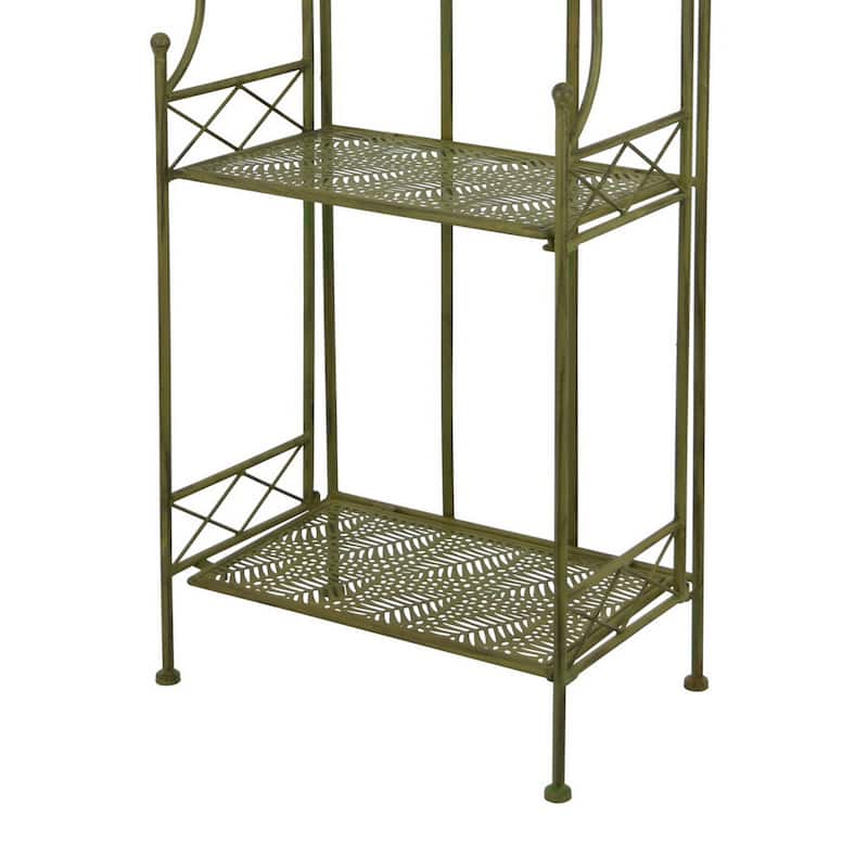 Monty Plant Stand, 3 Tier Shelves Classic Scrolled Green Metal 44 Inch