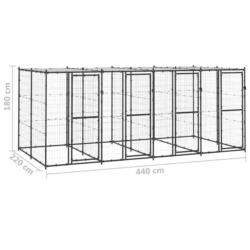 vidaXL Outdoor Dog Pen Pet Crate Kennel Cage Playpen House for Yard Steel
