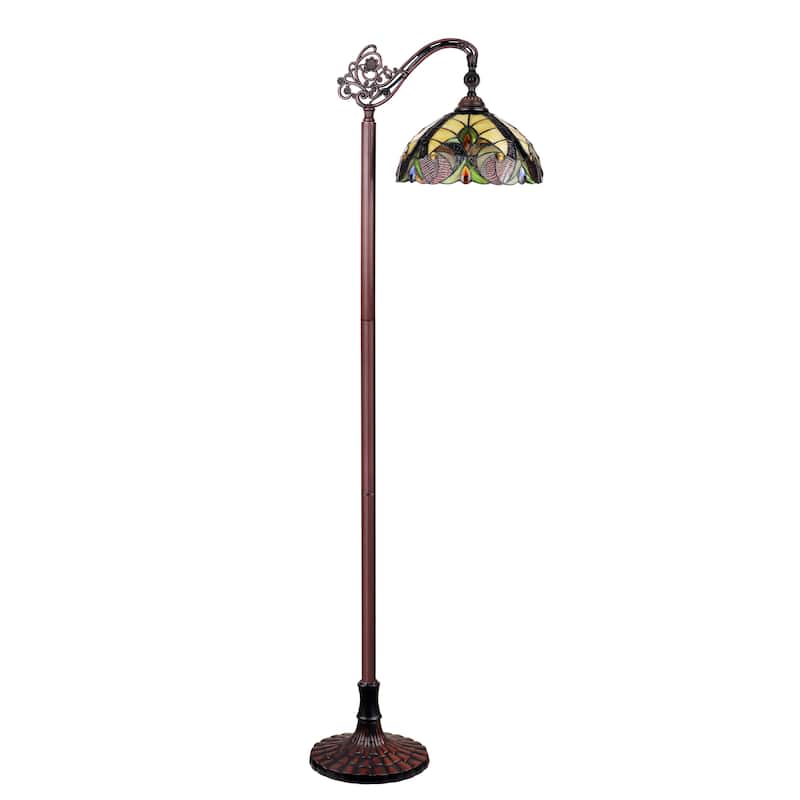 Tiffany-Style Victorian Design Dark Bronze Floor Lamp