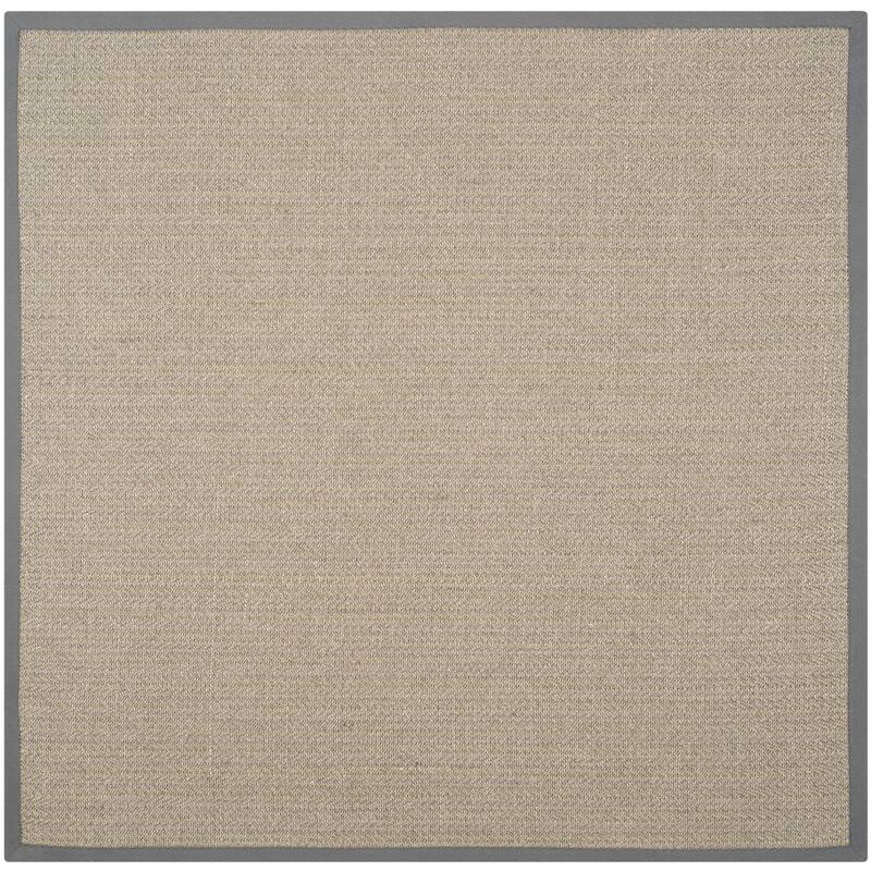 SAFAVIEH Handmade Natural Fiber Hildeburg Border Sisal Rug - 8' Square - Grey Brown/Grey
