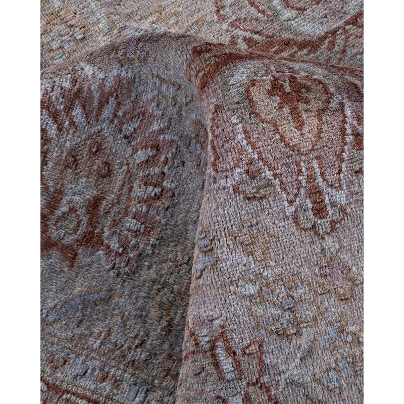 Overton Hand Knotted Wool Vintage Inspired Modern Contemporary Overdyed Gray Area Rug - 4' 7" x 6' 6"
