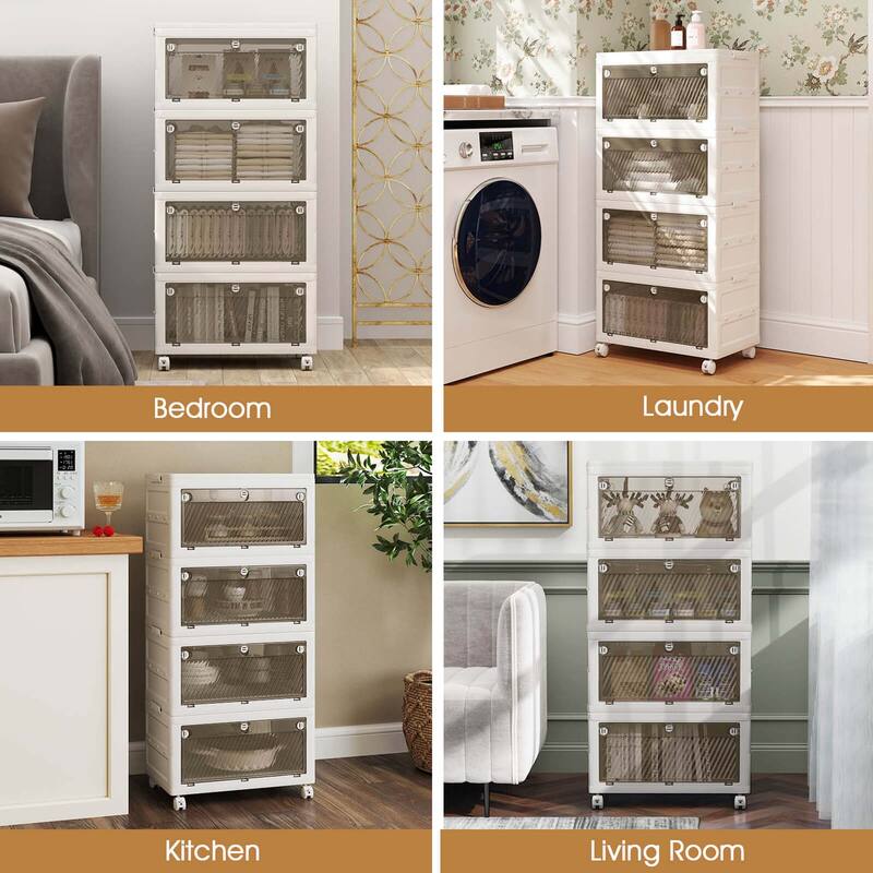 Costway 3/4-Tier Stackable Storage Bins 33-gal Collapsible Storage