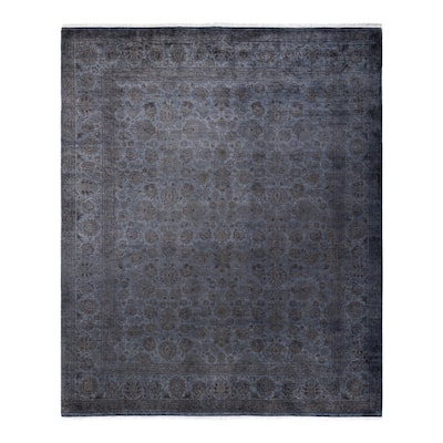 Overton Hand Knotted Wool Vintage Inspired Modern Contemporary Overdyed Gray Area Rug - 8' 4" x 10' 1"