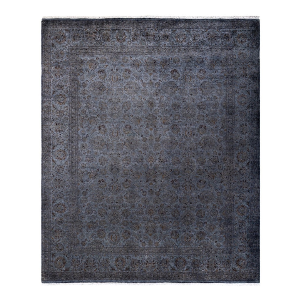 Overton Hand Knotted Wool Vintage Inspired Modern Contemporary Overdyed Gray Area Rug - 8' 4" x 10' 1"