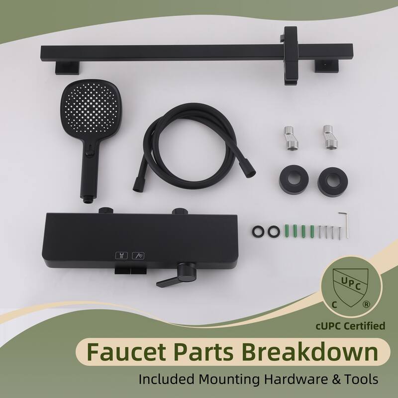 Modland Bathtub Faucet 2-Function Shower System with 3 Modes Handheld Shower,Height Adjustable Shower Slide Bar