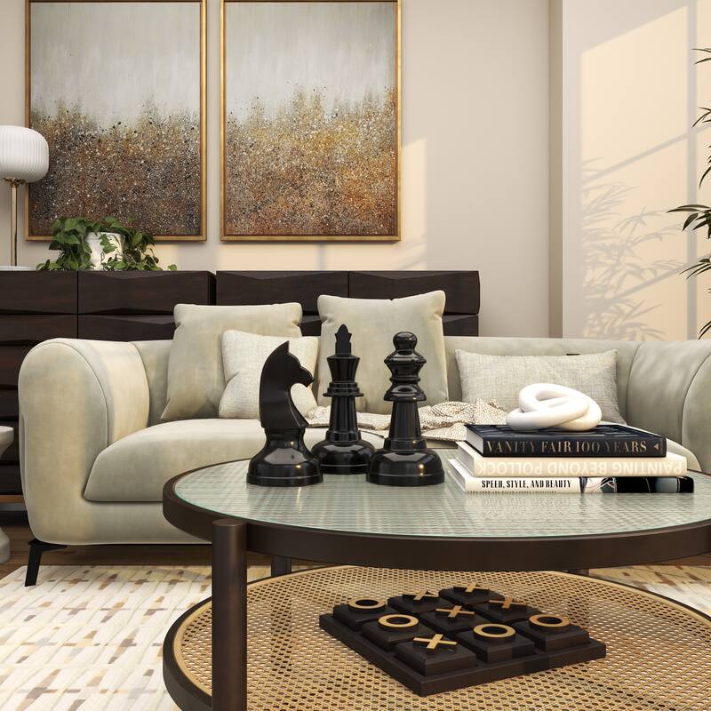 CosmoLiving by Cosmopolitan Silver or Dark Gray Aluminum Metal Chess Sculpture with Knight, Queen and King (Set of 3)