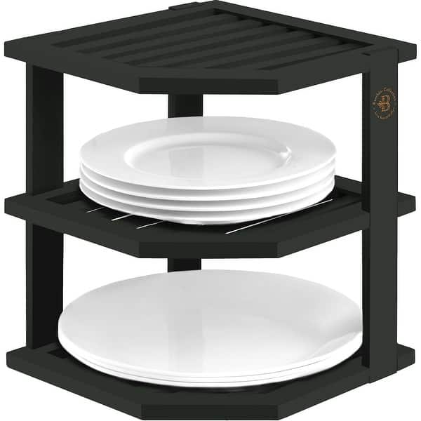 Dish Organizer for Cabinet - Bamboo Black