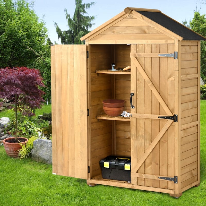 Outdoor Wood Lean-to Storage Tool Organizer Shed