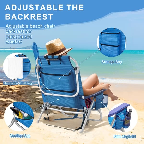 2 Pack BOSSIN Outdoor Beach Chairs with Umbrella
