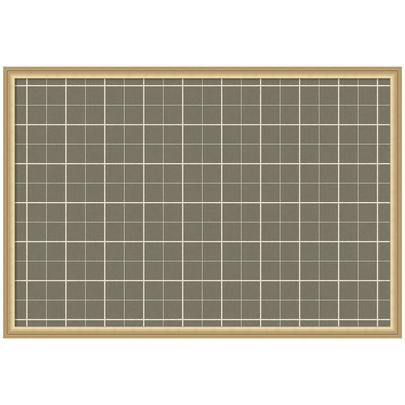 Kate and Laurel Framed Fabric Pinboard Sage Green Plaid Wall Organization - 38 x 26 - Gold