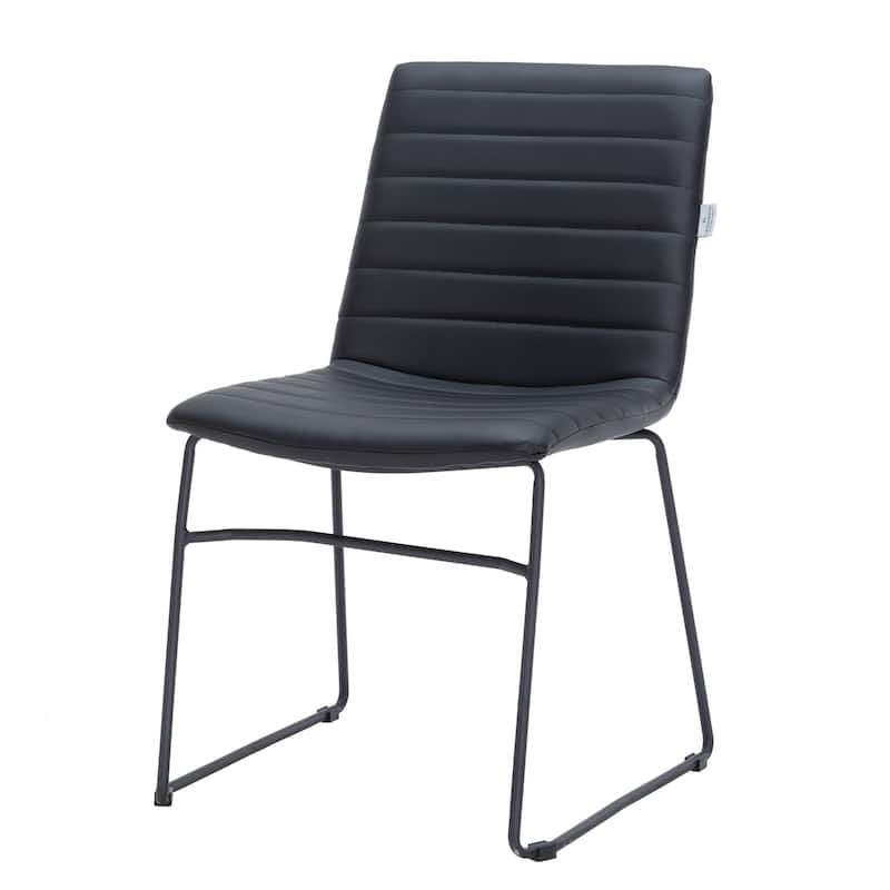 Zylar Modern Leather Guest Chair with Lumbar Support, Stainless Steel Base, High-Density Foam, Floor Protectors, 300 lb Capacity