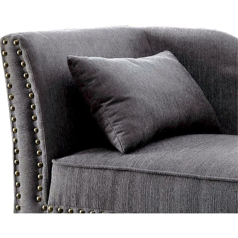 Modern Contemporary 1pc Chaise Beige Linen Like Fabric Nailhead Trim Living Room Bench Pillow